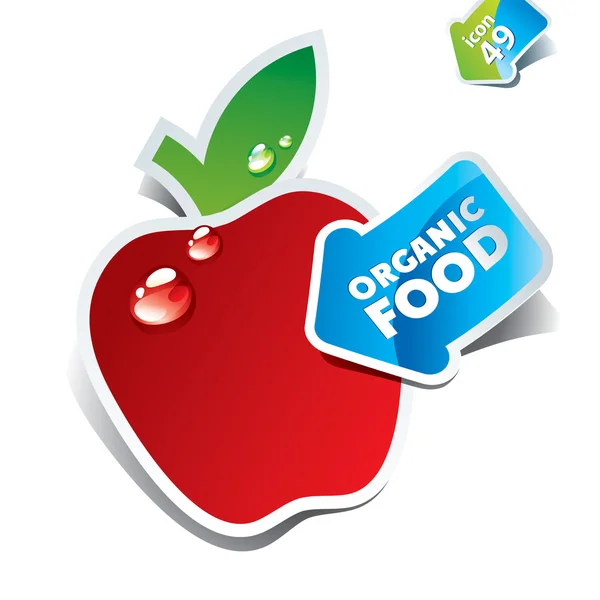 Icono de manzana roja con la flecha por la comida orgánica. Vector illustrati Ilustraciones de stock libres de derechos