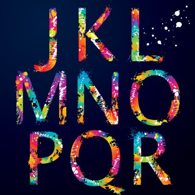 Letra - letras coloridas con gotas y salpicaduras de la s a la z