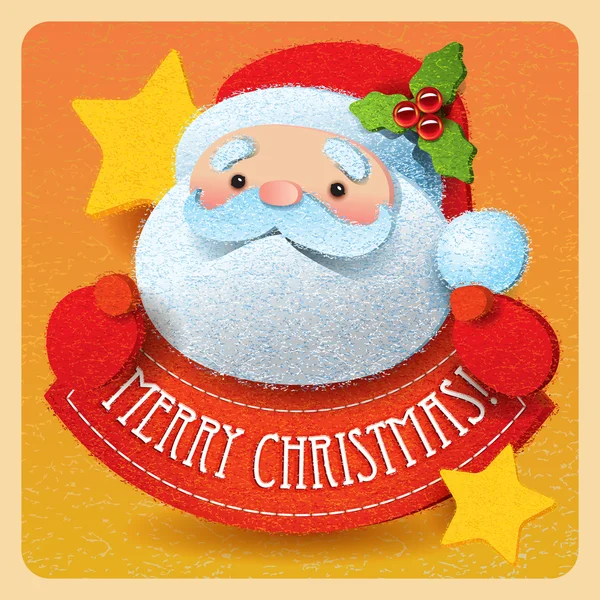 Weihnachtskarte mit Weihnachtsmann und frohem Weihnachtsbuchstaben. v — Stockvektor
