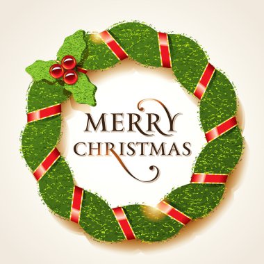 Noel holly çelenk merry christmas yazıt ile