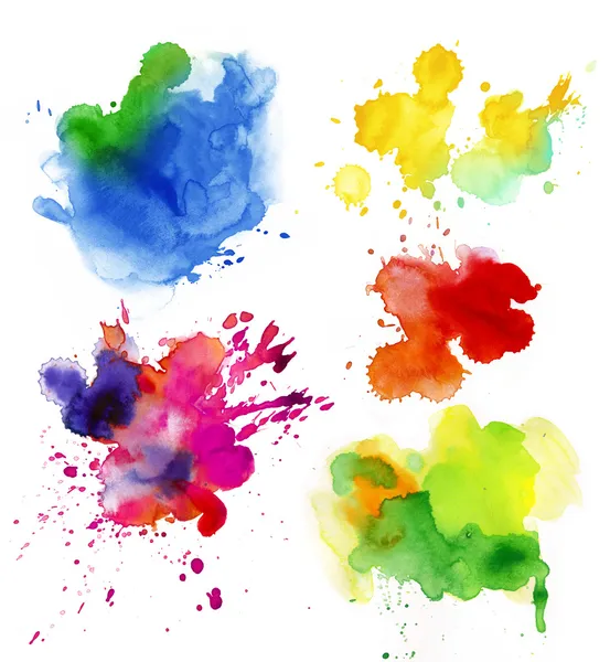 Set aus Aquarelltropfen und Spray — Stockfoto