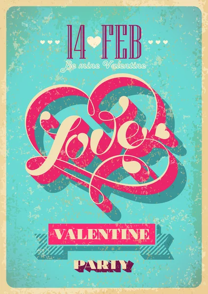 Manifesto vintage di San Valentino. Illustrazione vettoriale . — Vettoriale Stock