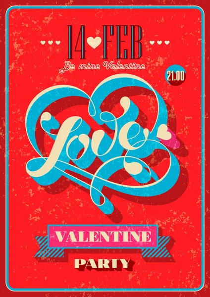 Vintage Valentine poster. Vector illustration. — Stock Vector