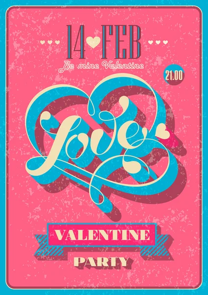 Vintage Valentine poster. Vector illustration. — Stock Vector