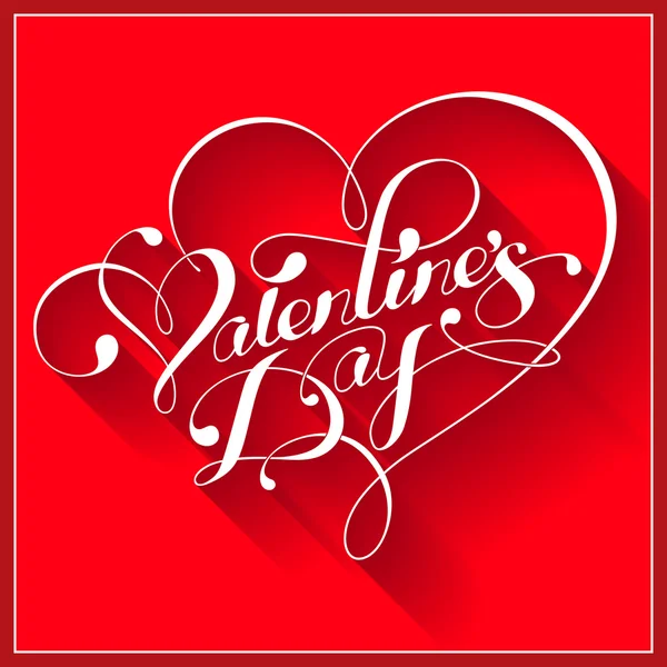 Valentine card with calligraphic lettering on a red background. — Stock Vector