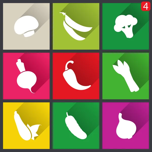 Flat design icons. Set of vegetables. Vector illustration. — Stock Vector