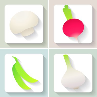 düz tasarım sebze simgeler kümesi. vektör çizim.