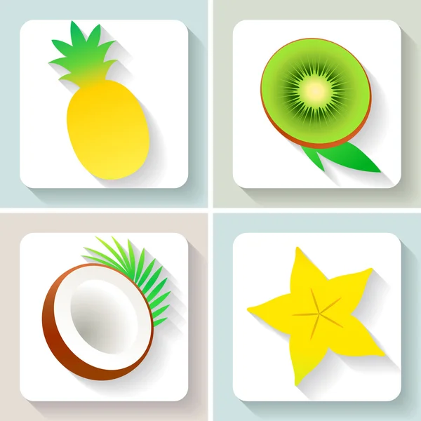 Conjunto de iconos de frutas de diseño plano. Ilustración vectorial . — Archivo Imágenes Vectoriales