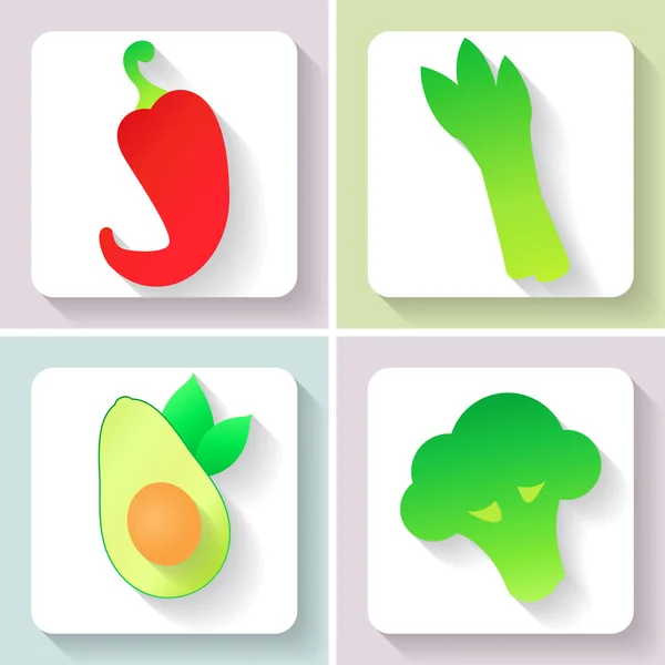 Set of flat design vegetable icons. Vector illustration. — Stock Vector