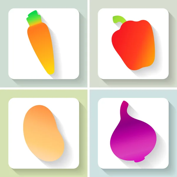 Set of flat design vegetable icons. Vector illustration. — Stock Vector