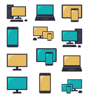 Renkli katron çoklu platform simgesi koleksiyonu