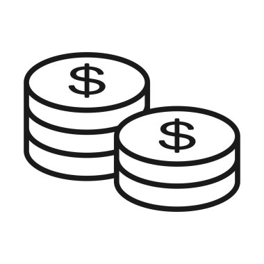 Çizgi sanatı siyah ve beyaz sikkeler simgesi