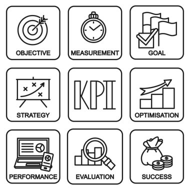Siyah ve beyaz çizgi sanatsal kpi kavramı