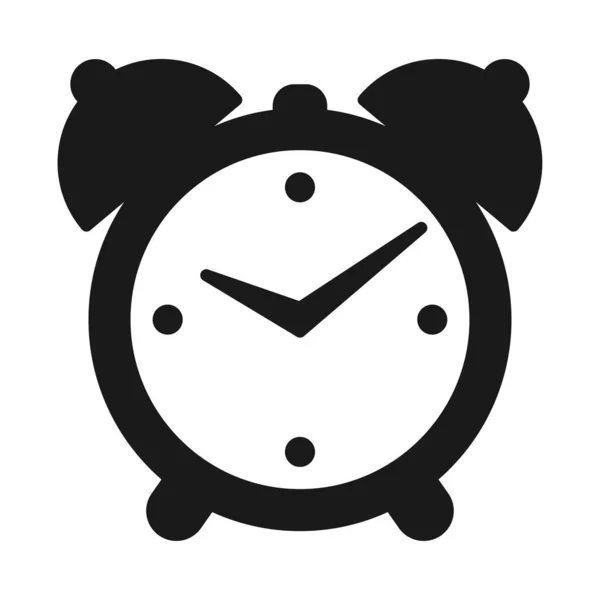 Icono de silueta de reloj despertador blanco y negro — Vector de stock