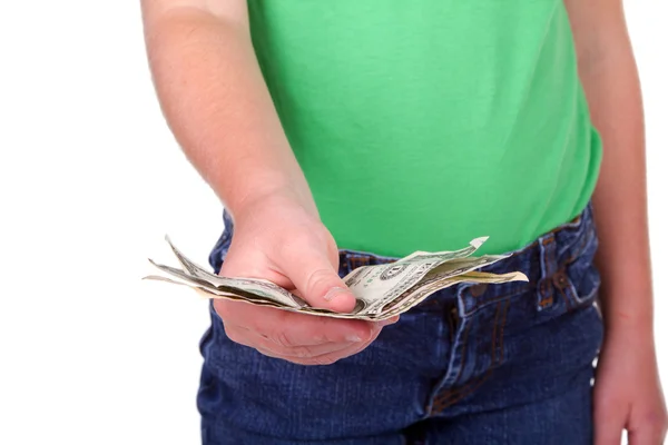 Child giving money — Stock Photo, Image