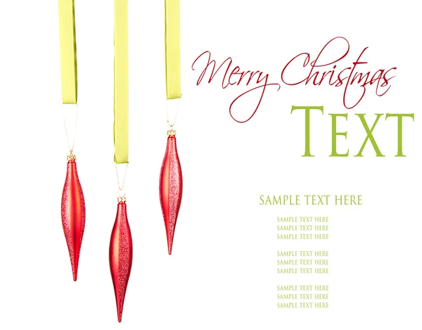 Three hanging Christmas or holiday ornaments — Stock Photo, Image