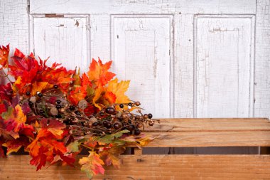 meşe palamudu ve yaprakları ile sonbahar natürmort