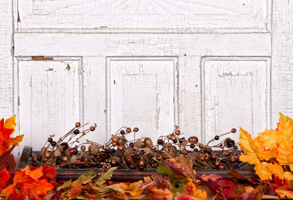 Autumn still life with acorns and leaves