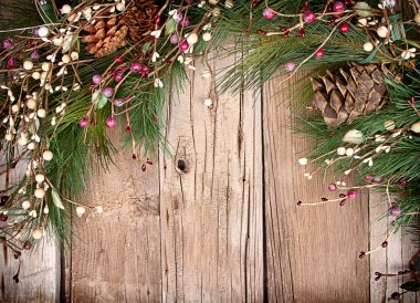 ahşap zemin üzerinde Noel çilek