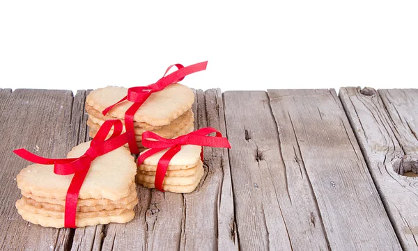 Heart shaped cookie tied with ribbon — Stock Photo, Image