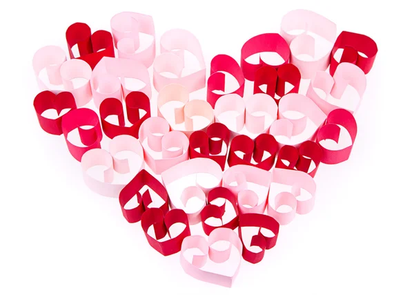 Papier harten in de vorm van hart op witte achtergrond — Stockfoto