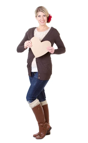 Woman holding heart — Stock Photo, Image