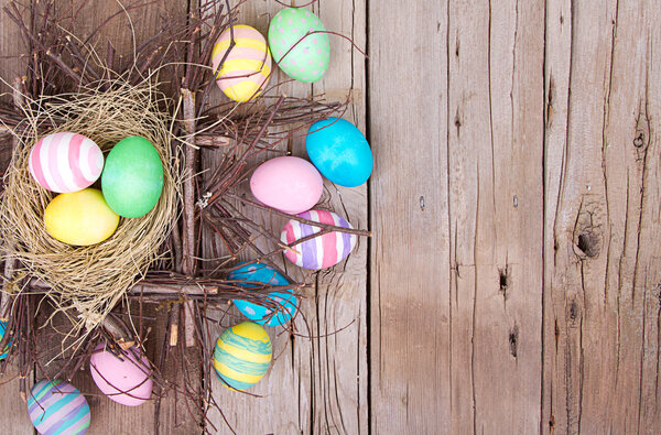 Easter eggs in nest Royalty Free Stock Images
