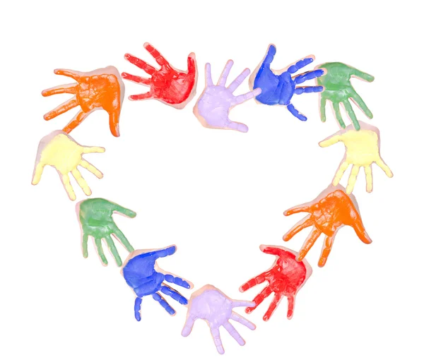 Painted hands in a heart — Stock Photo, Image