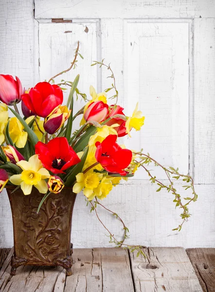 Vårblommor i en vas — Stockfoto