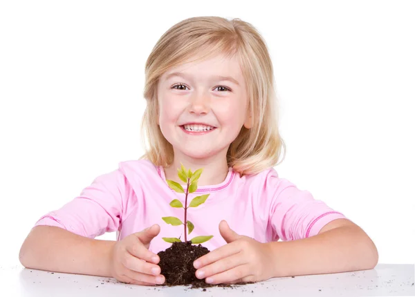 Παιδί με φυτό — Φωτογραφία Αρχείου