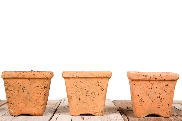 Pentole da giardinaggio in terracotta o argilla — Foto Stock