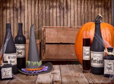 Potion bottles with witches hat clipart