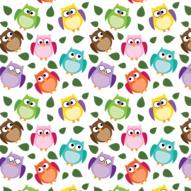 yaprakları ile sorunsuz baykuş desen