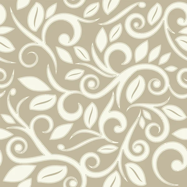Beige tan or cream floral seamless pattern with dots — Stock Vector