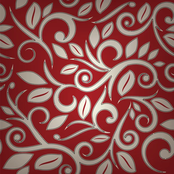 Rote florale nahtlose Muster mit Punkten — Stockvektor