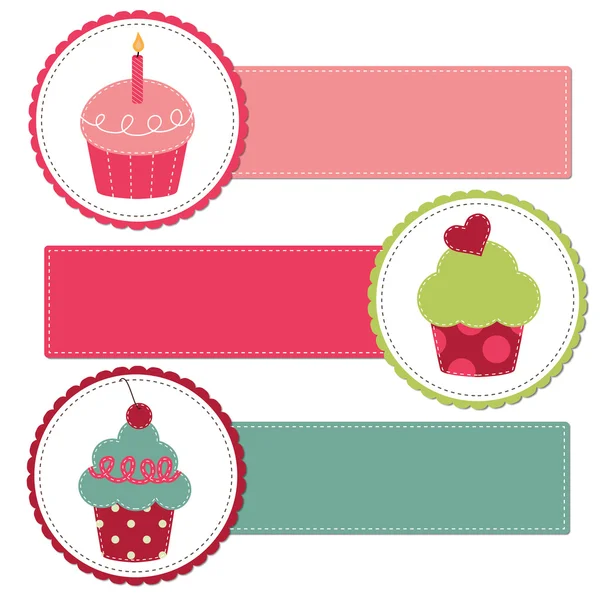 Cupcakes on a retro template — Stock Vector