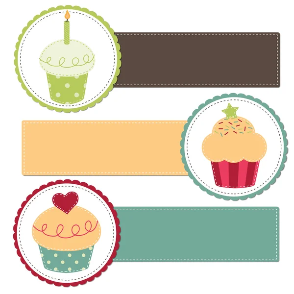 Cupcakes em um modelo retro —  Vetores de Stock