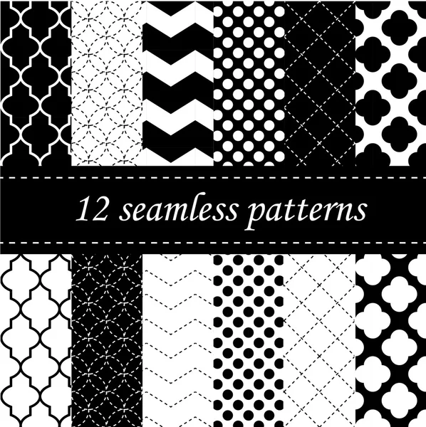 Doze padrões geométricos sem costura — Vetor de Stock