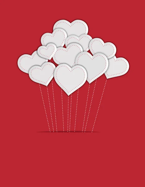 Globos blancos de corazón 3-D — Vector de stock