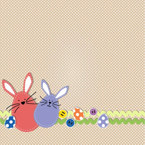Пасхальные кролики с пасхальными яйцами — стоковый вектор