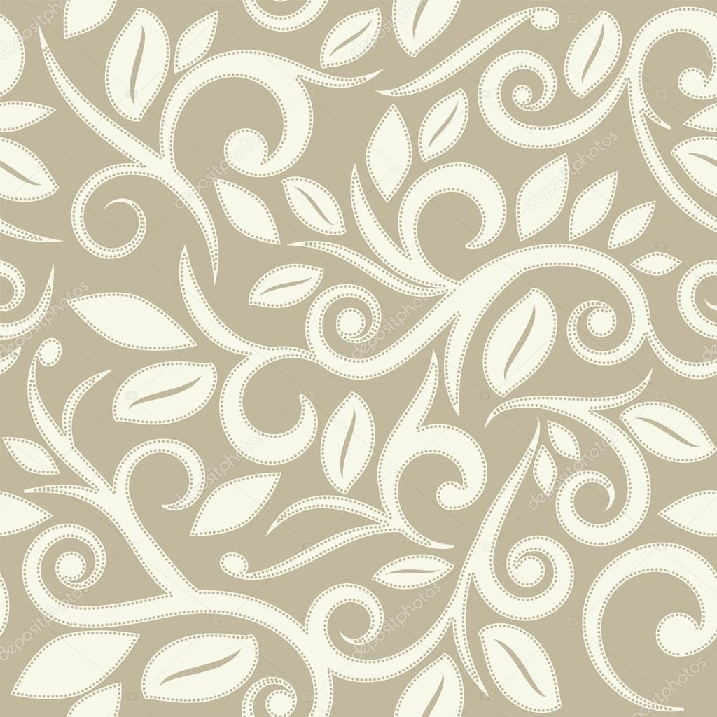 beige tan or cream floral seamless pattern with dots