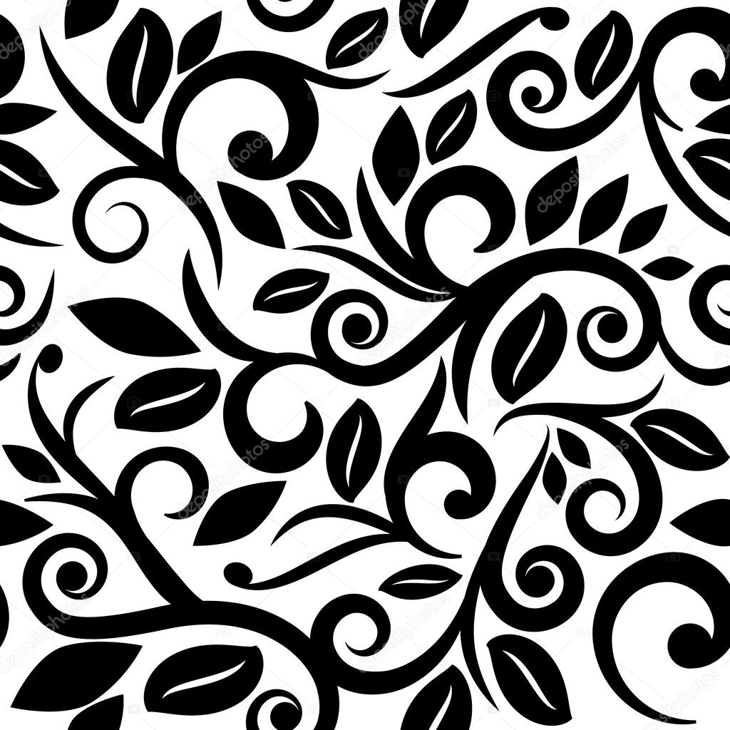 black and white or transparent seamless floral background