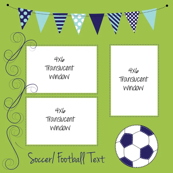 足球或橄榄球的布局，用球和标语或旗帜 — 图库矢量图片