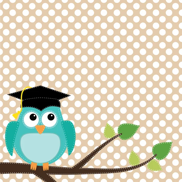 Hibou avec chapeau de graduation assis sur la branche — Image vectorielle