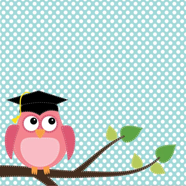 Owl with graduation cap sitting on branch Vector Graphics