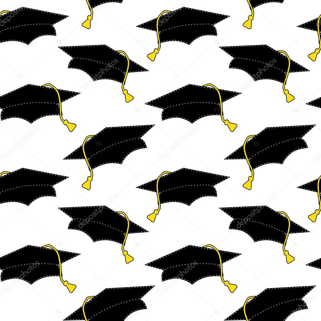 Graduation cap seamless pattern