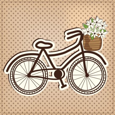 Retro veya vintage bisiklet ile bir sepet çiçek dolu
