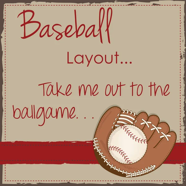 Vintage baseball e luva ou mitt layout para scrapbooking — Vetor de Stock