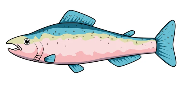 Cartoon drawing of a trout - Stok Vektor