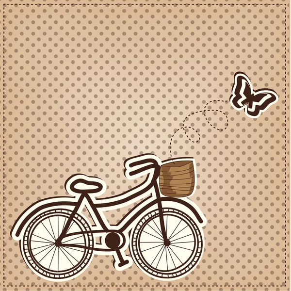 Bicicleta retro o vintage con mariposa — Archivo Imágenes Vectoriales